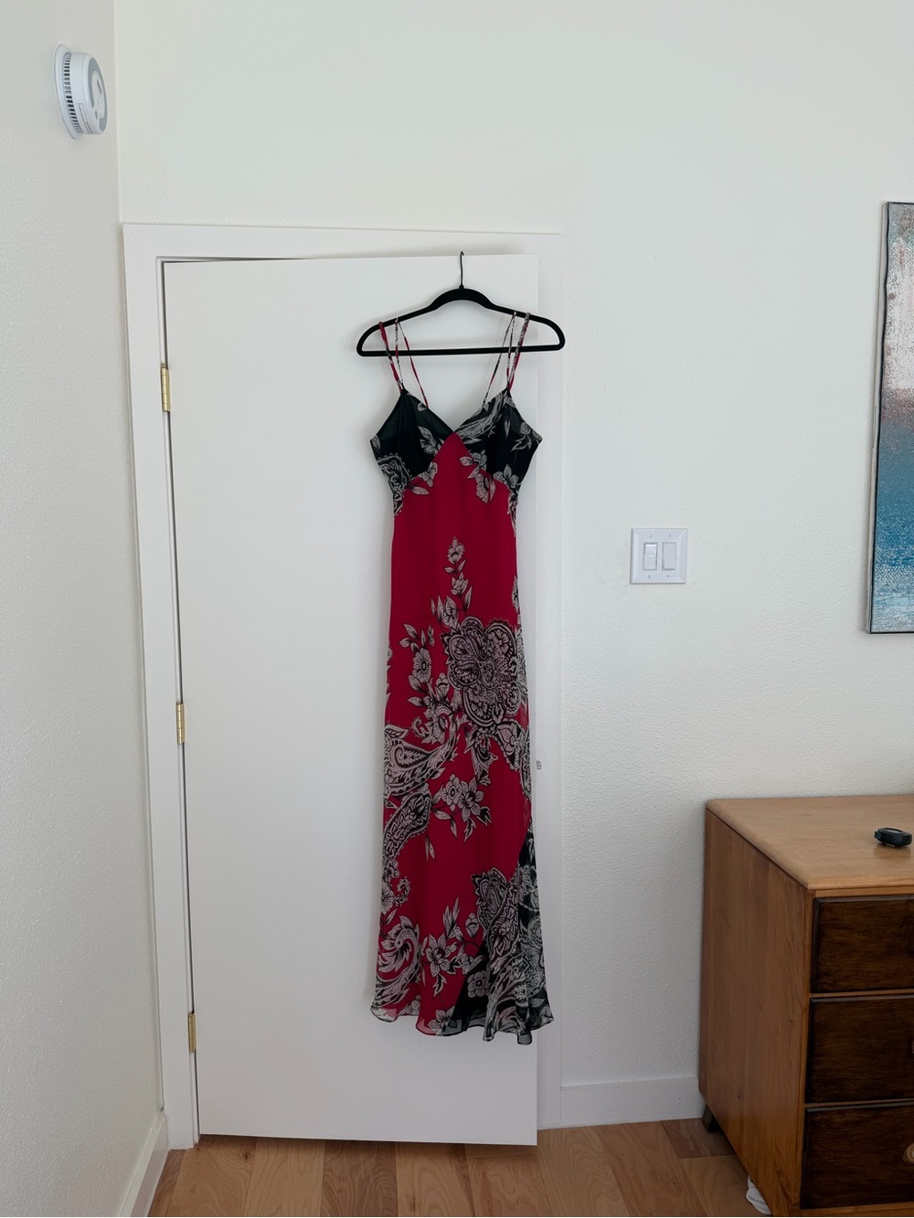 Yoana Baraschi Red and Black Floral Maxi Slip Dress